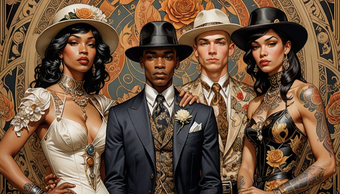 Vibrant Grunge Celebration in Art Deco Style