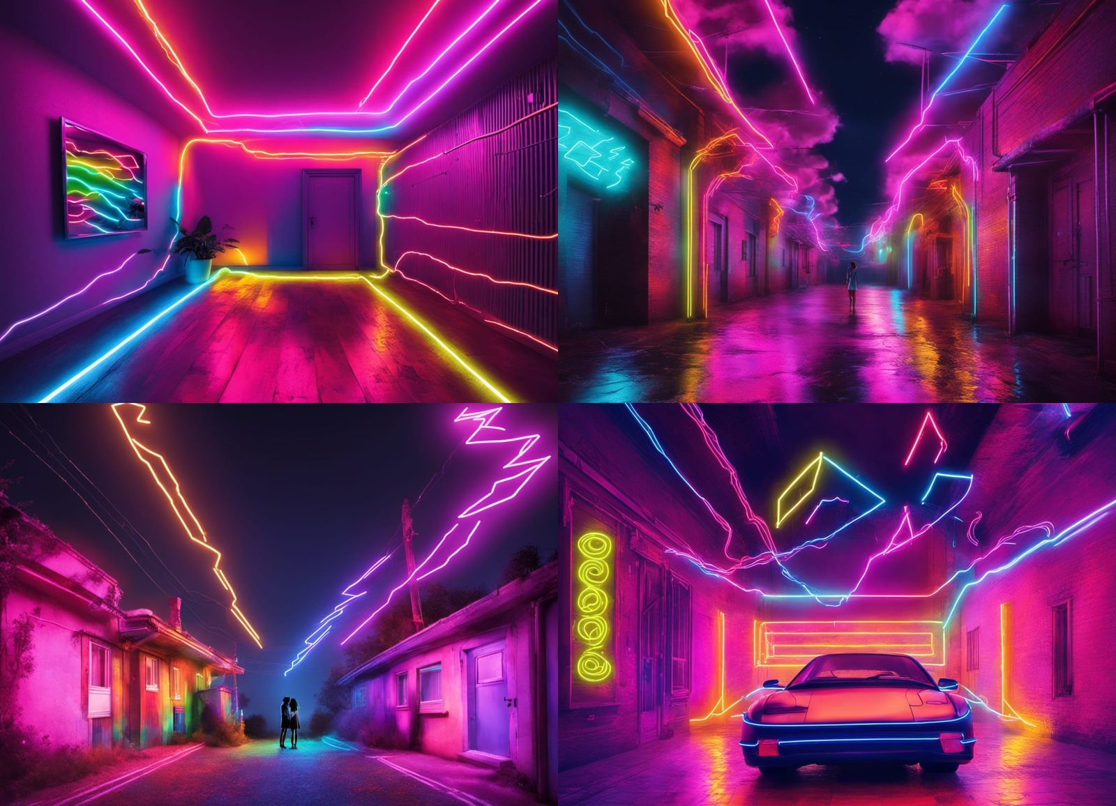 Electric Dreams: Neon Lightning in a Dreamscape