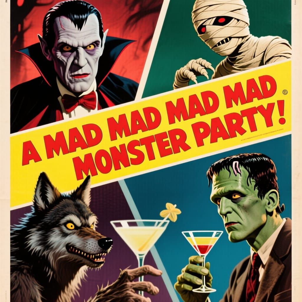 1960s Monster Party Movie Poster