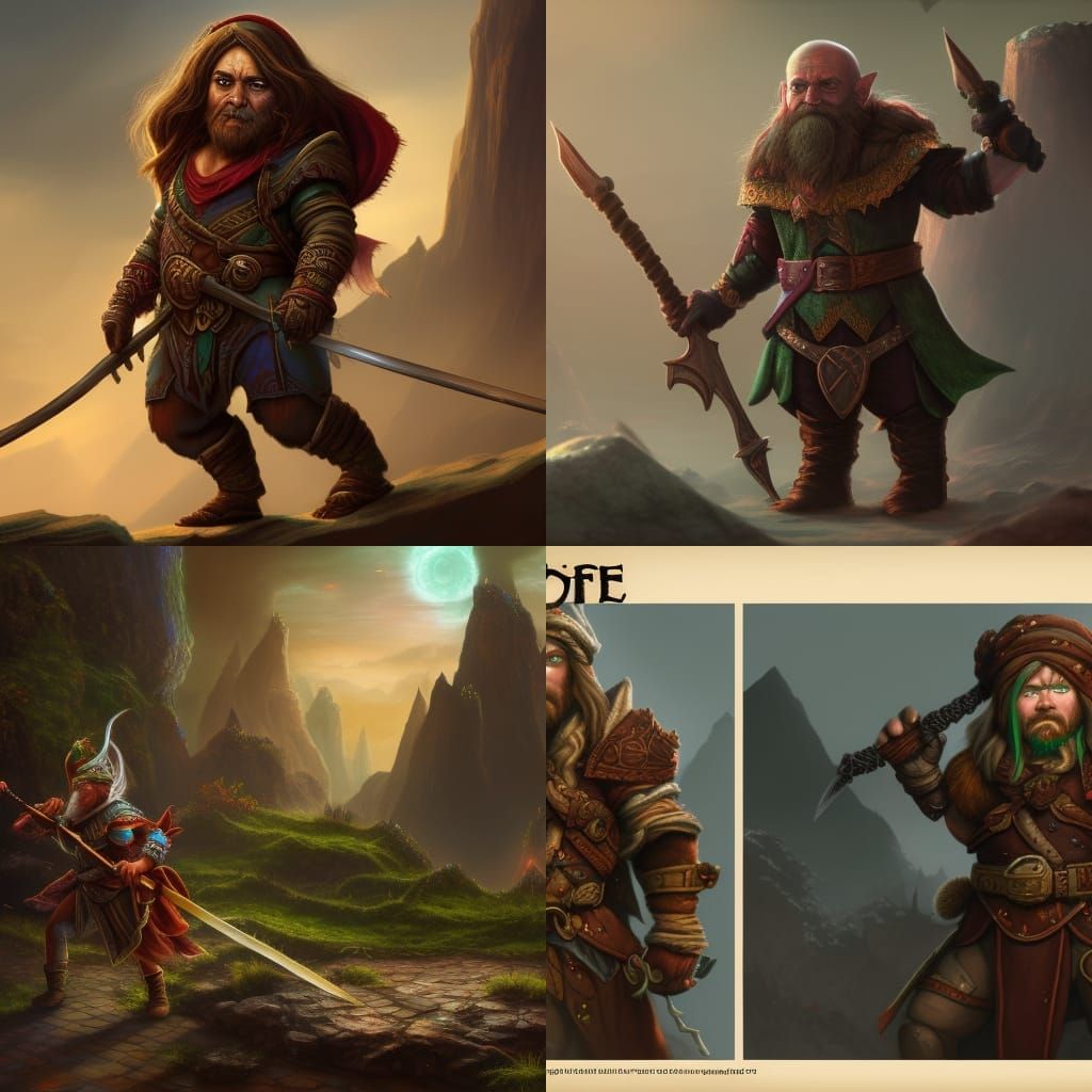 Half-Elf Half-Dwarf Rogue in Detailed Matte Painting