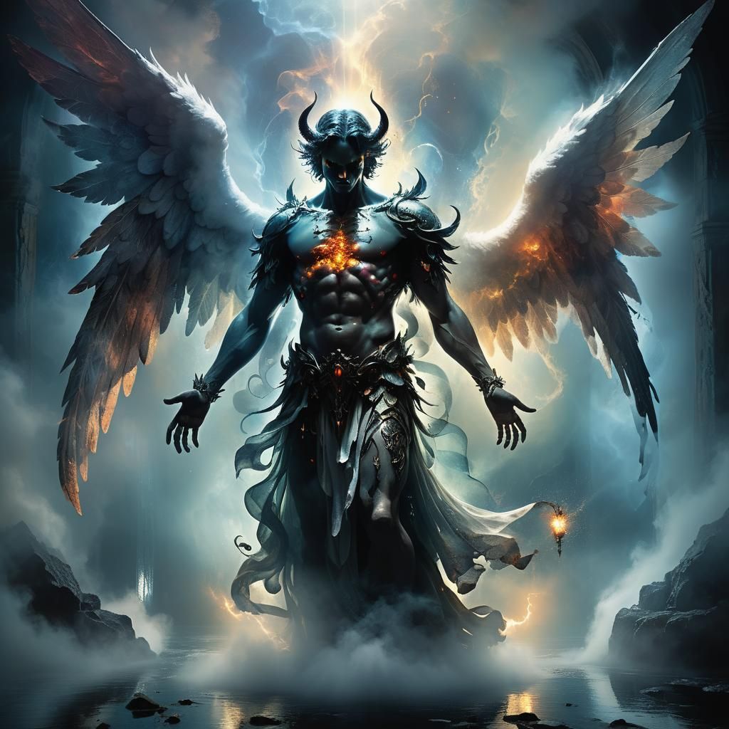 Merged Angel and Demon in Dark Fantasy Art