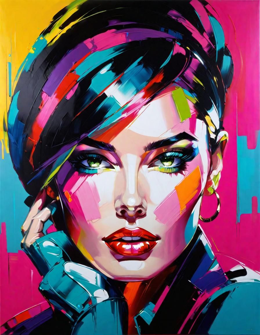 Colorful Portrait with Palette Knife Impasto