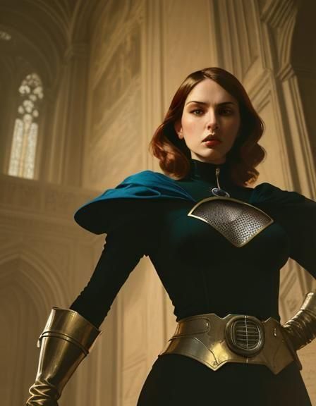 Powerful Superhero Portrait in Maximalist Style