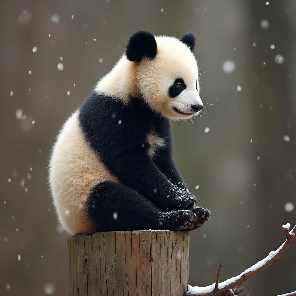 Serene Panda in Earthy Forest Setting