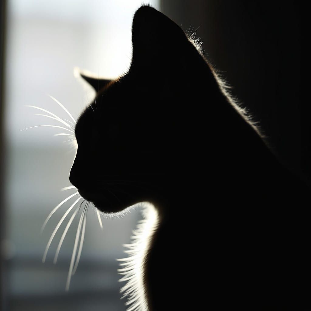 Surreal Close-Up Portrait of a Cat's Silhouette