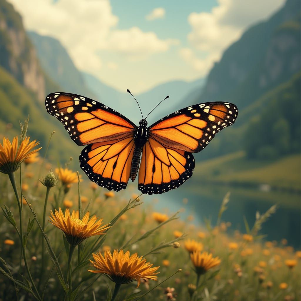 Apollo Butterfly in Winter Landscape
