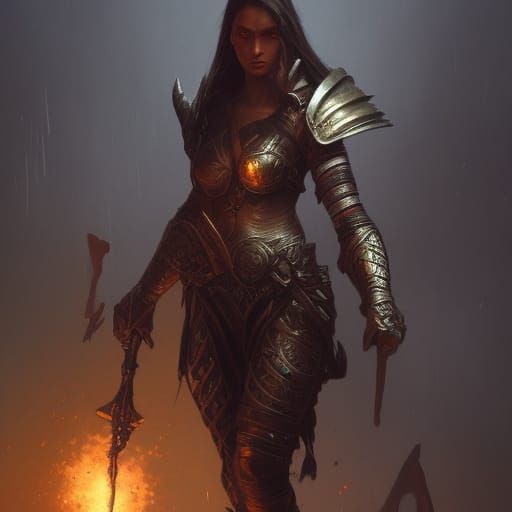 Lizard Scale Armor: Dark Fantasy Female Warrior