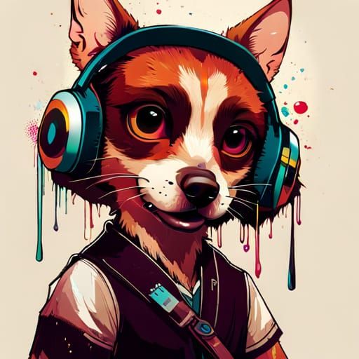 Cool Chibi Skater Dog in Detailed Digital Art