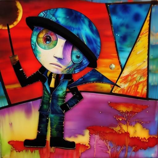 Spring Landscape with Encaustic Sunset, Impasto Style