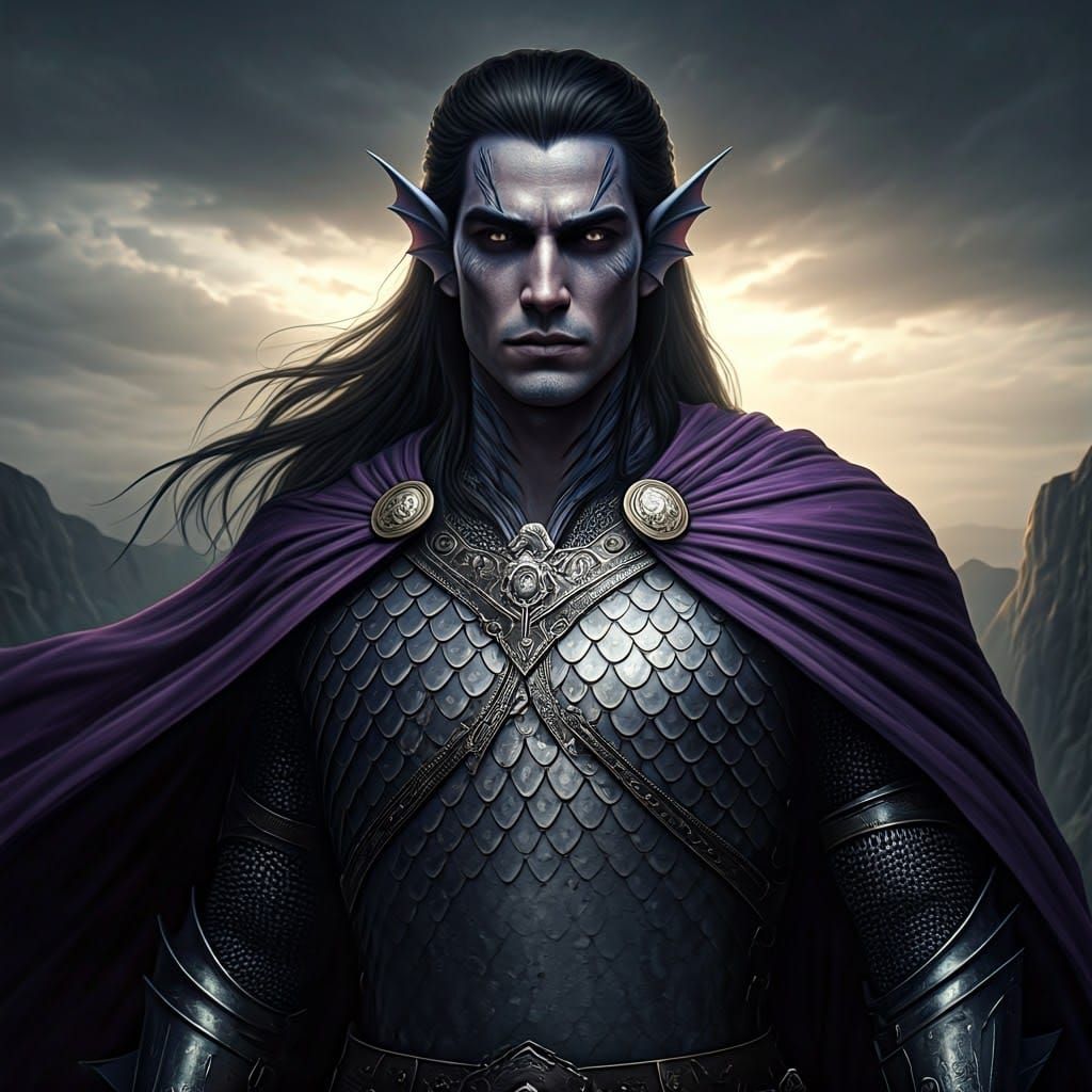 Sea-Elf Prince with Shark Gills in Scale Armor