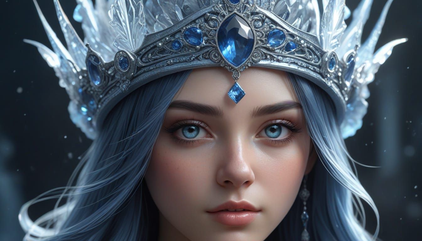 Crystal Ice Crown Hat with Ethereal Glow