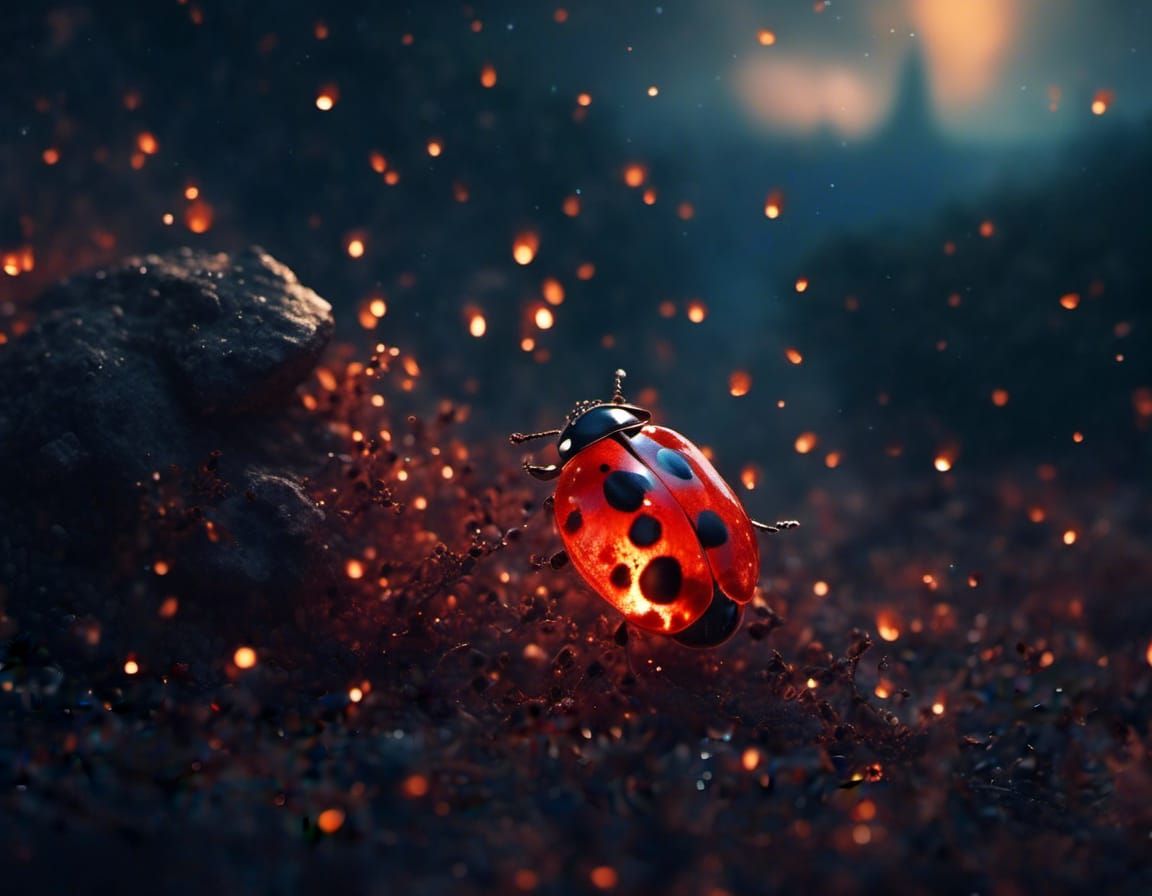 Fiery Crystals Adorn Ladybug Emperor in Twilight World