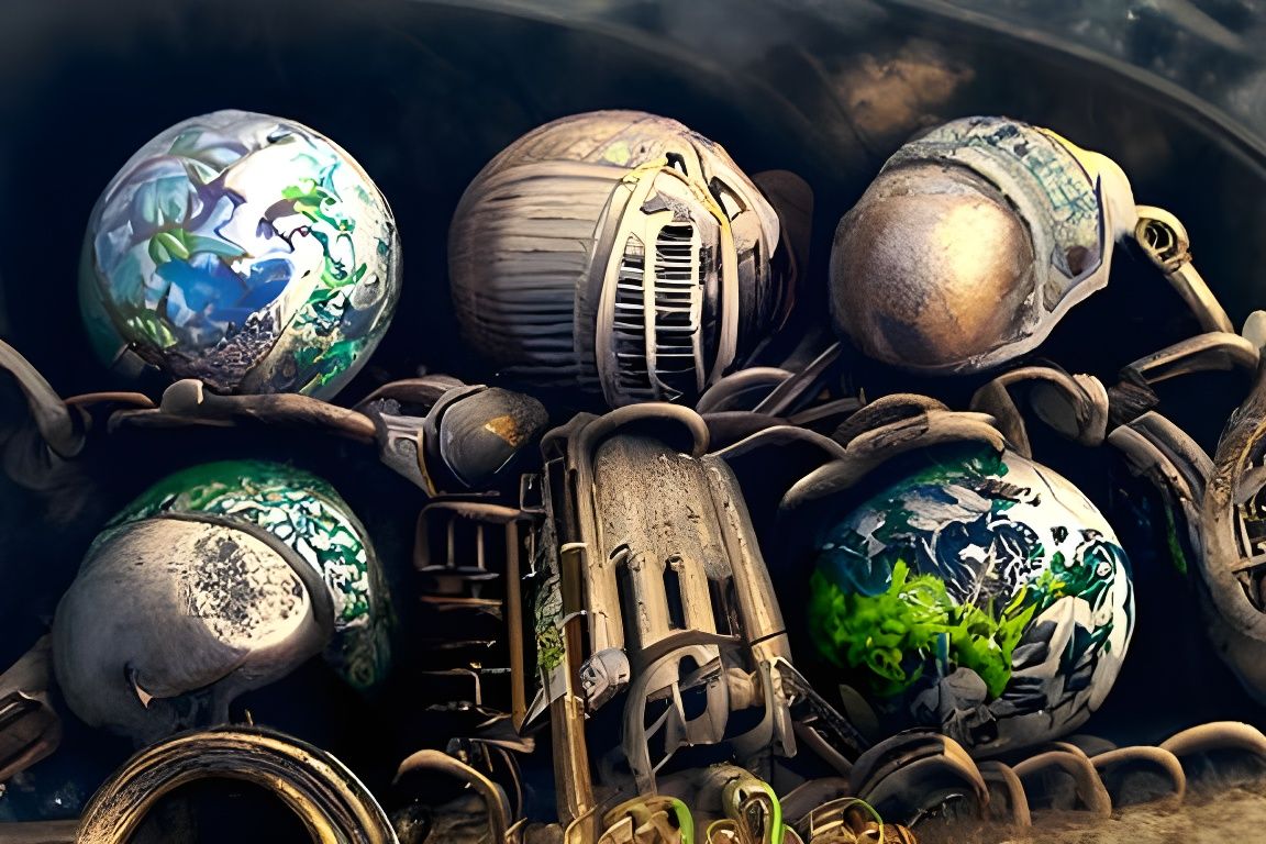 Post-Apocalyptic Spaceship Attack in Steampunk Style