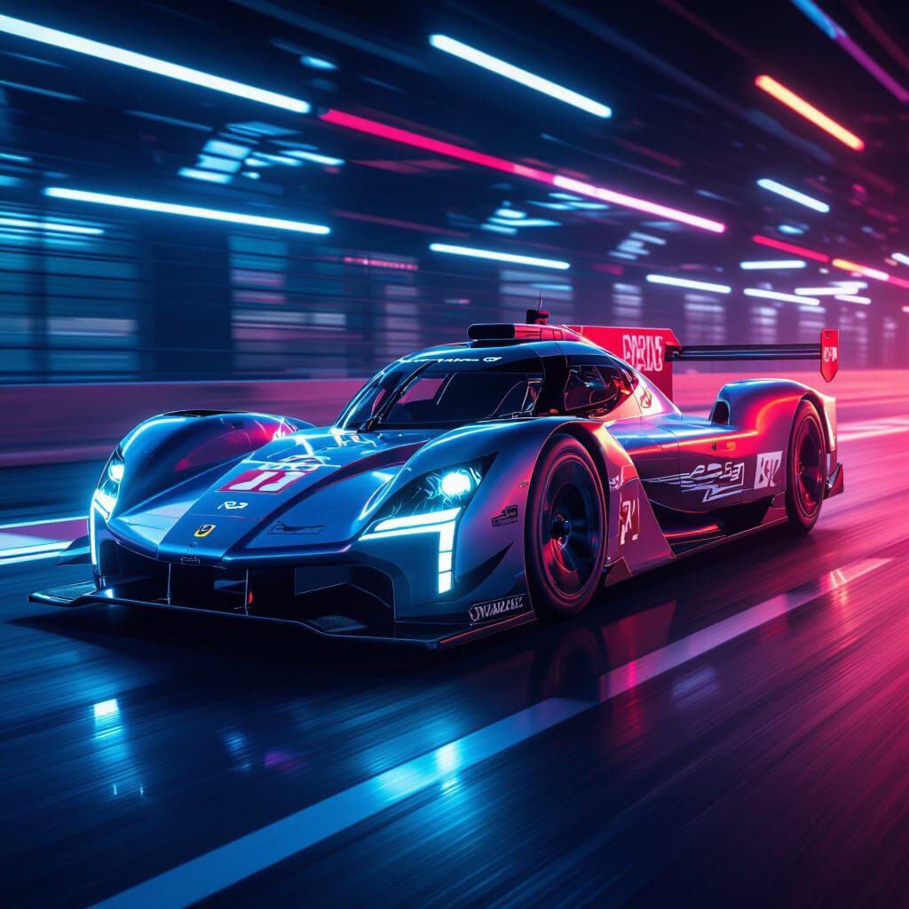 Futuristic Electric Le Mans Car Speeds on Track