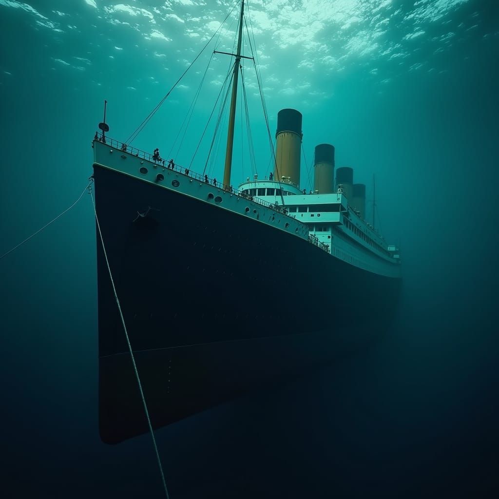 Underwater View of the Titanic Wreck