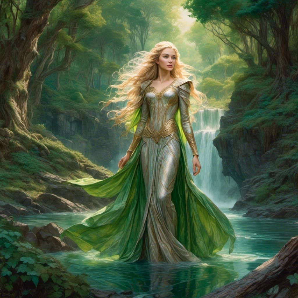 Galadriel in Lothlorien: Enchanted Forest Oil Painting