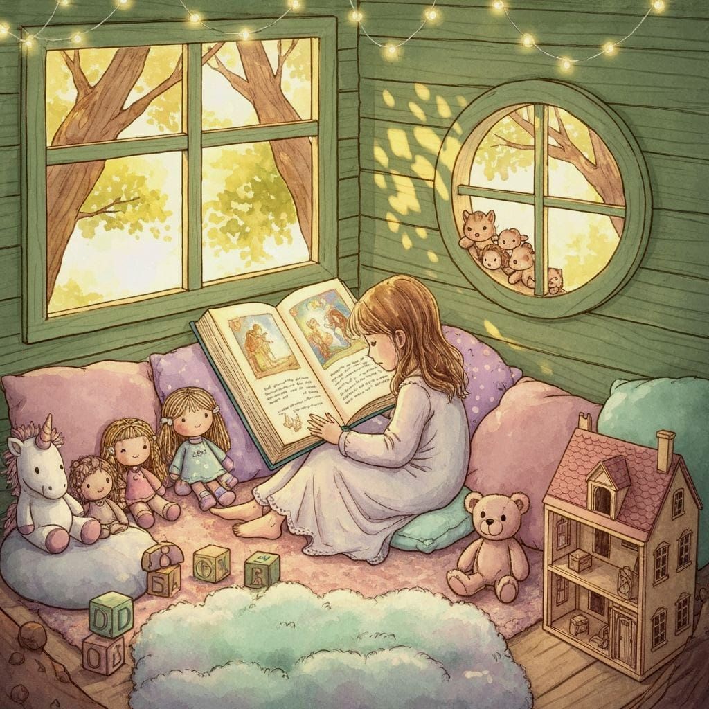 Magical Treehouse Reading Nook with Glowing Book