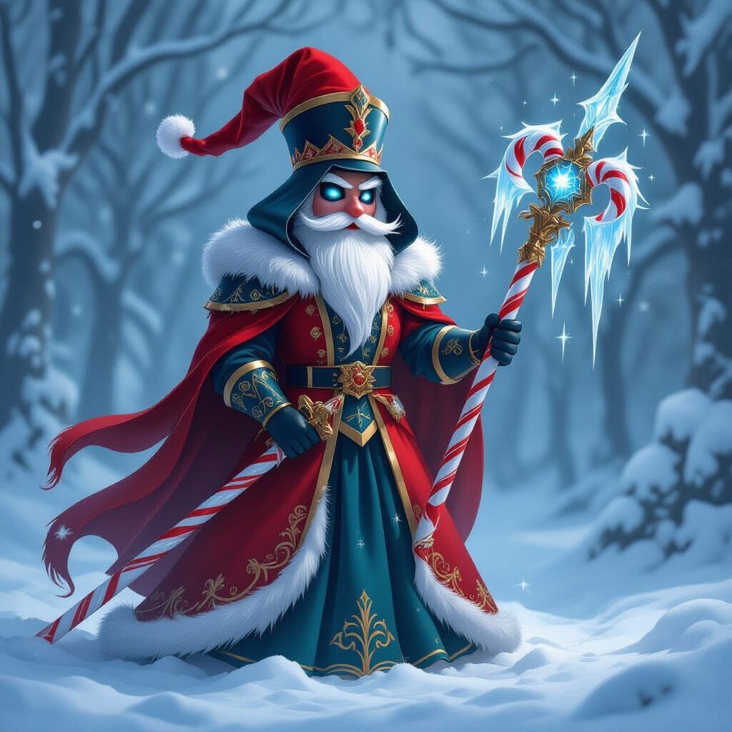 Futuristic Cardinal as Spectral Nutcracker Knight