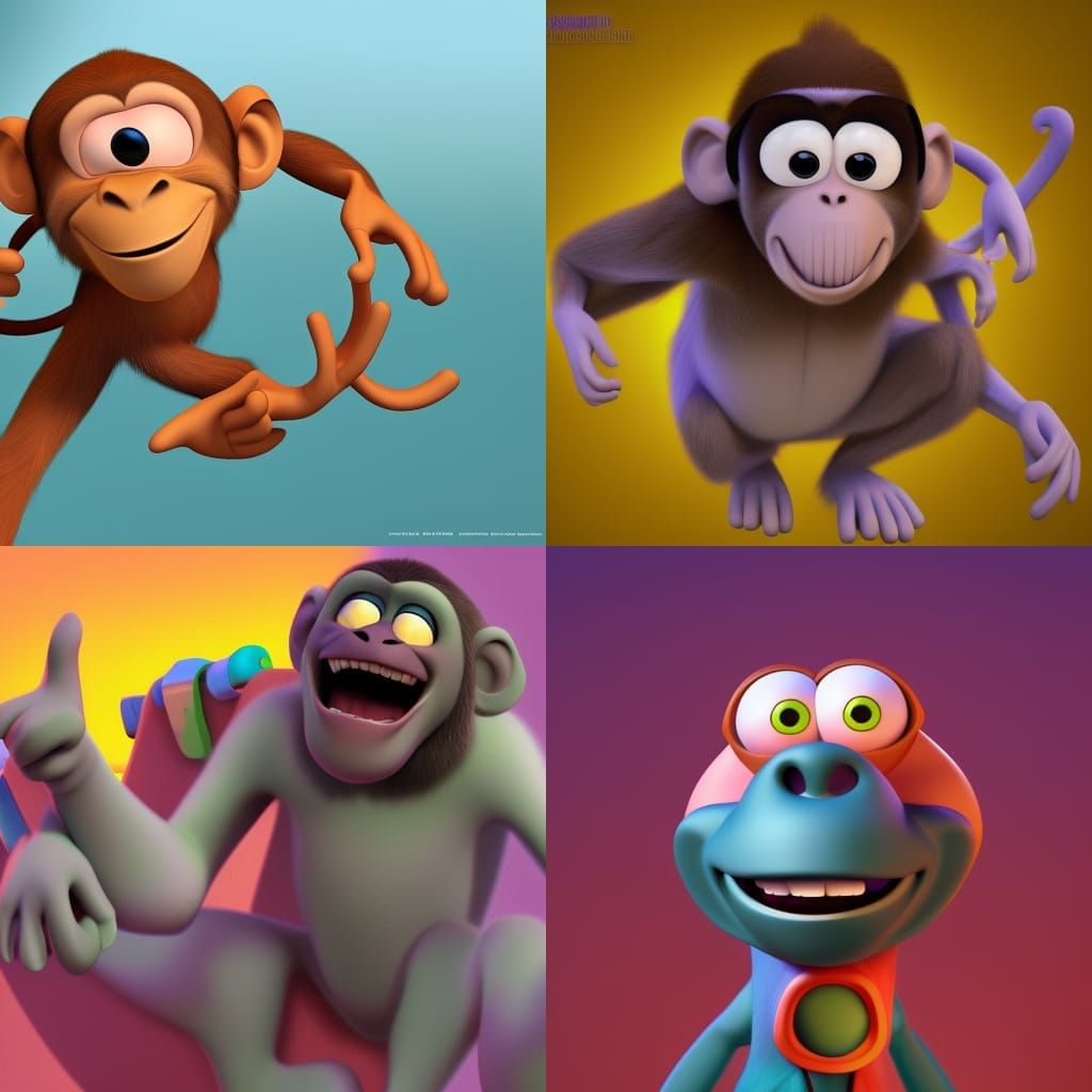 Funny Monkey: 3D Digital Art in Pixar Style