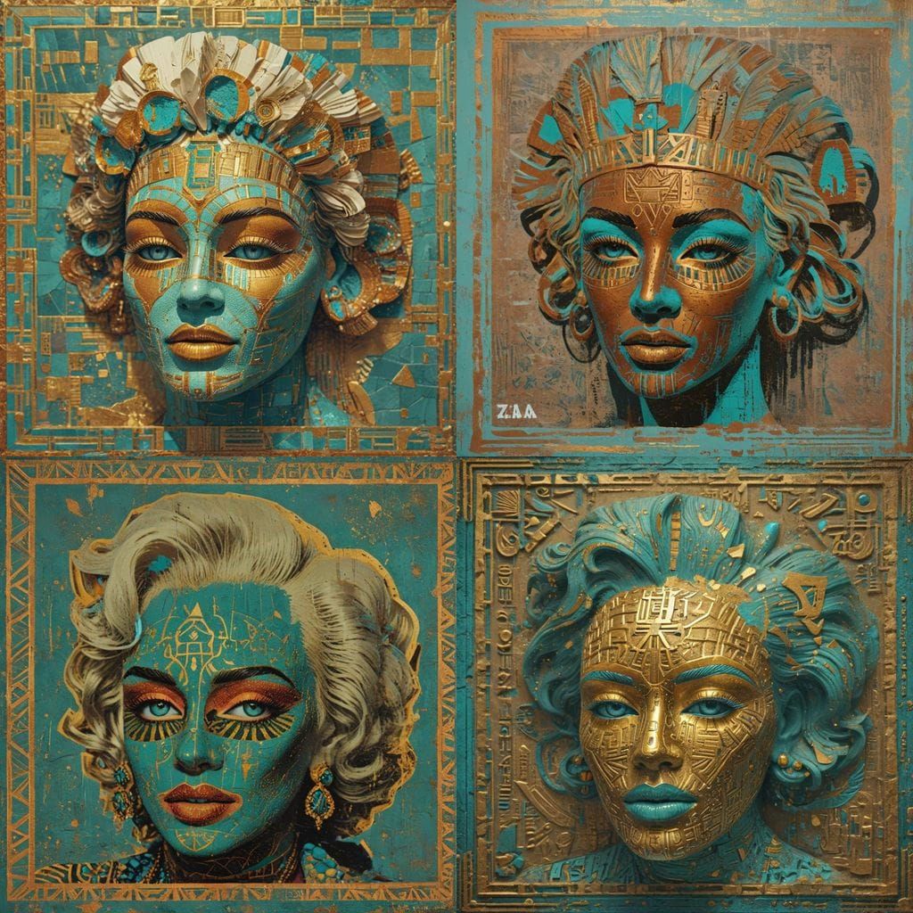 Egyptian Marilyn Monroe: Terracotta Goddess in Turquoise