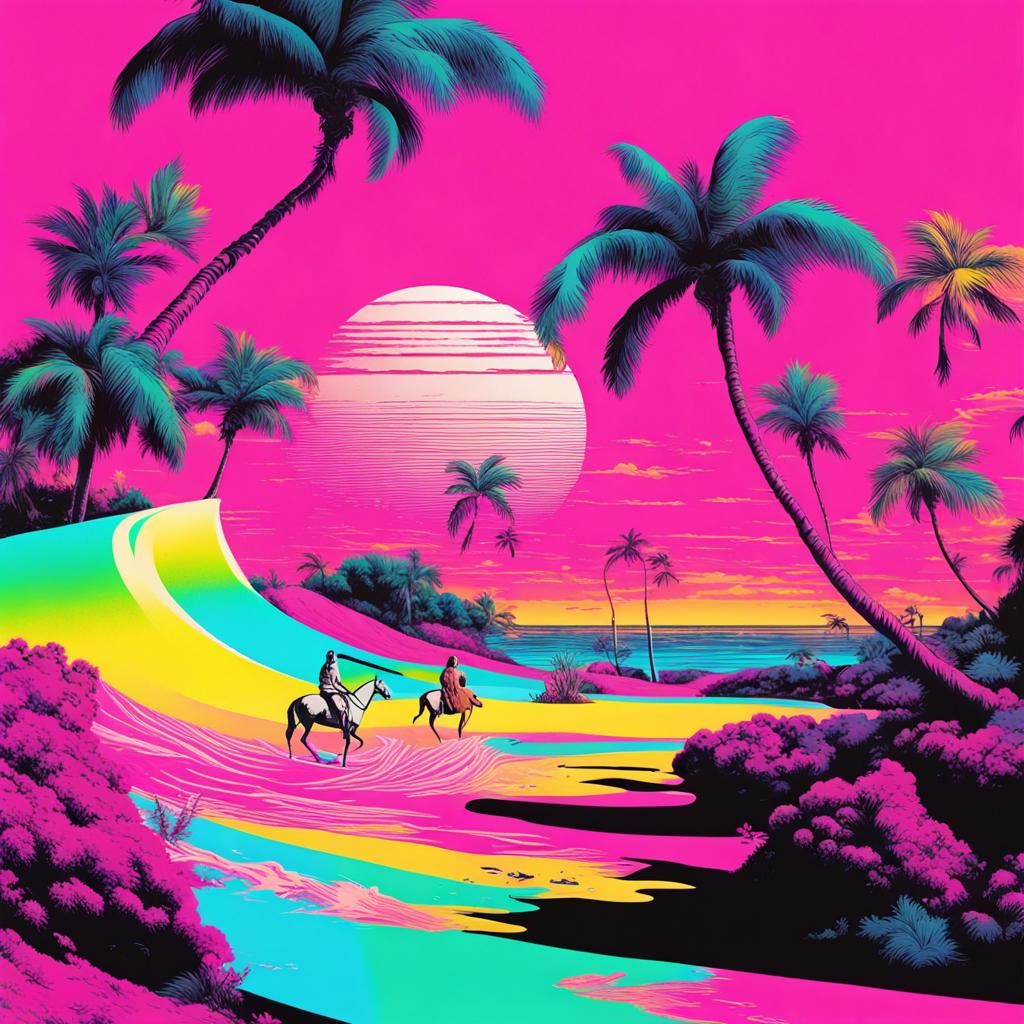 Vaporwave Surfing Safari Blending Art Styles