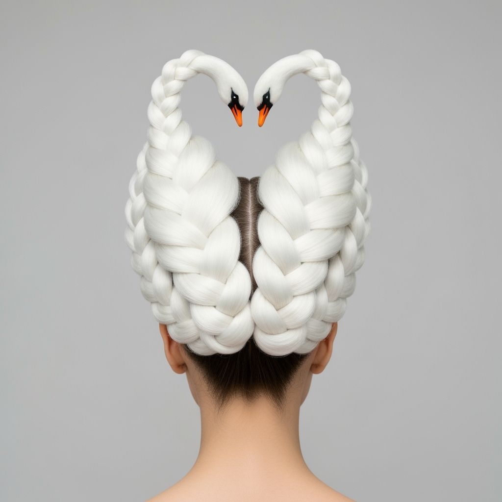 Swan Hairstyle: Braided White Hair Art
