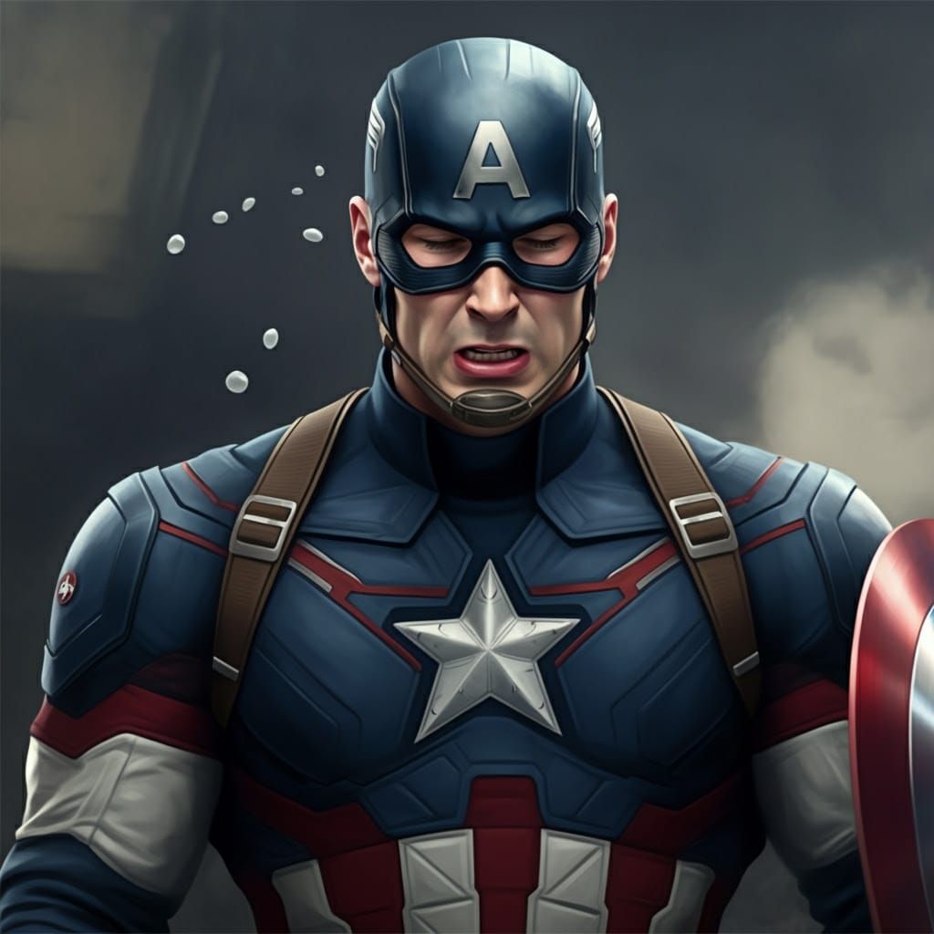 Captain America sneezing