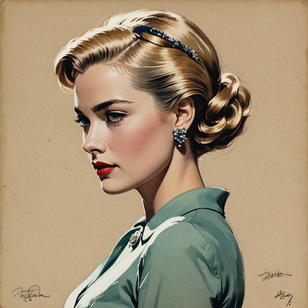 Grace Kelly in Vintage Pin-Up Sketch