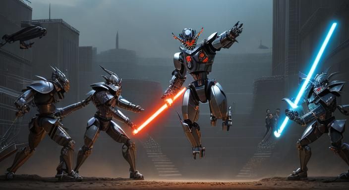 Dragon Tiger Robot Transformer in Underground Arena