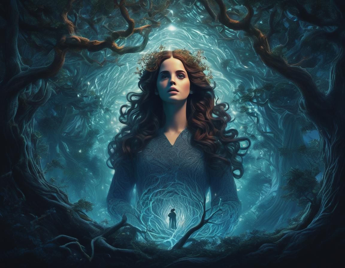 Mystical Yew Tree Goddess with Lana Del Rey in a Whimsical D...