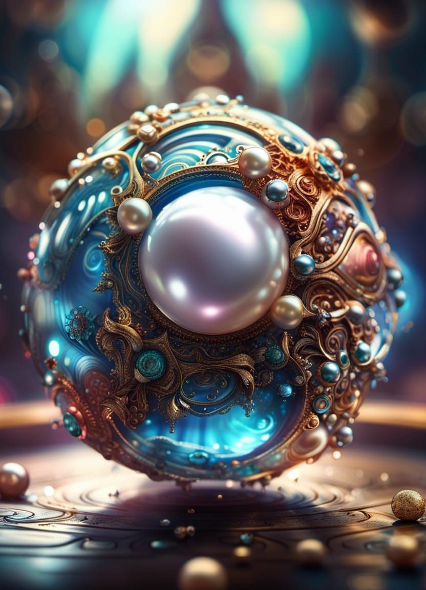 Ornated Glass Pearl