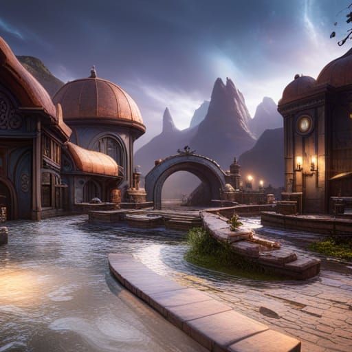 Fantastical Soup Bowl: Detailed Matte Painting