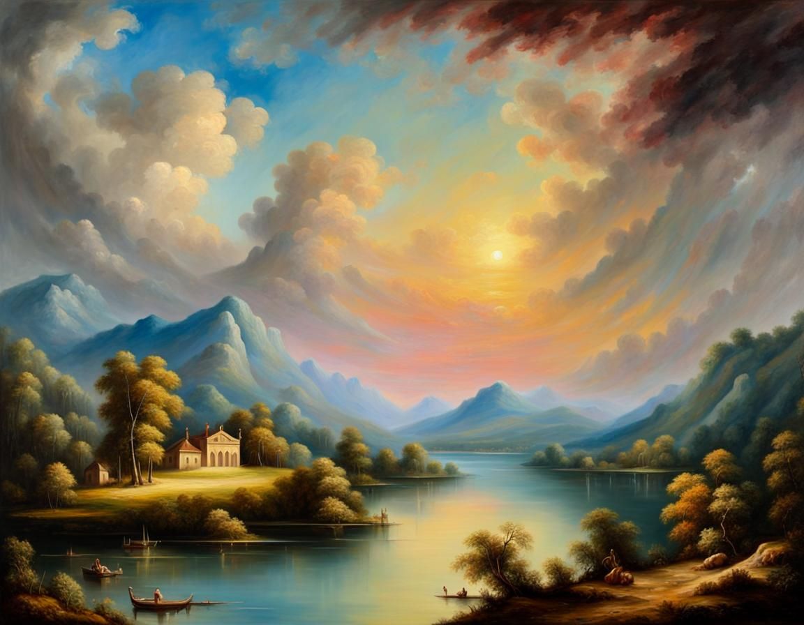 Lake Endine in Baroque Style Oil Painting
