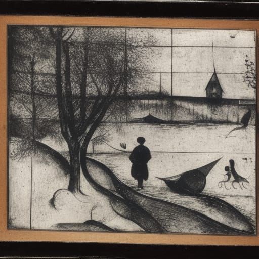 Old Man Creates Bokeh on Winter River