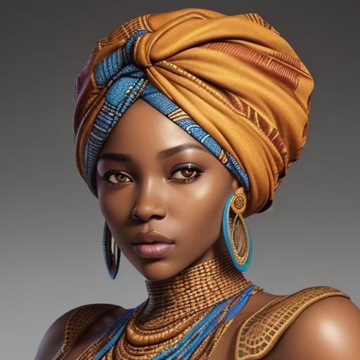 Beautiful african woman portrait with turban