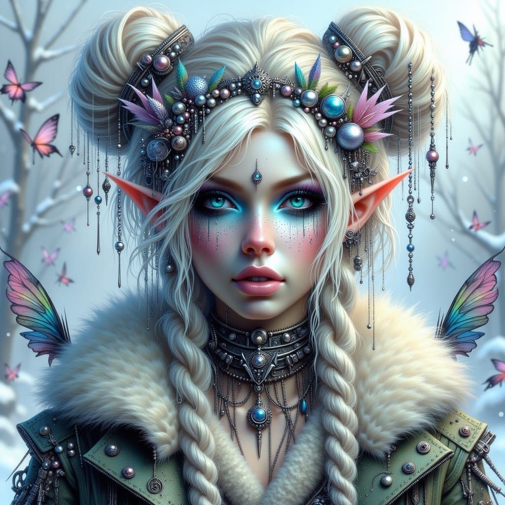 Gorgeous Punk Snow Queen in Digital Illustration