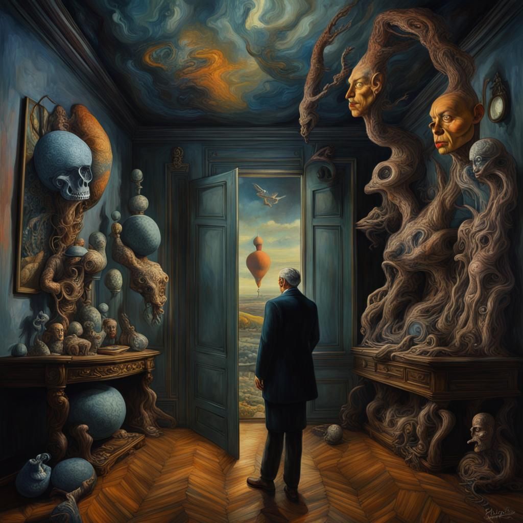 Surreal Dreamscape in Watercolor with Dramatic Lighting