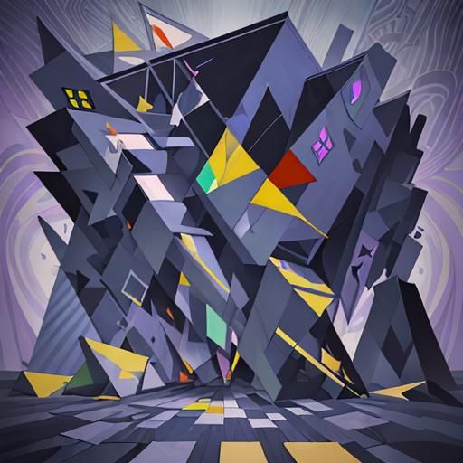 Eerie Places: Cubist Geometric Fauvism Painting