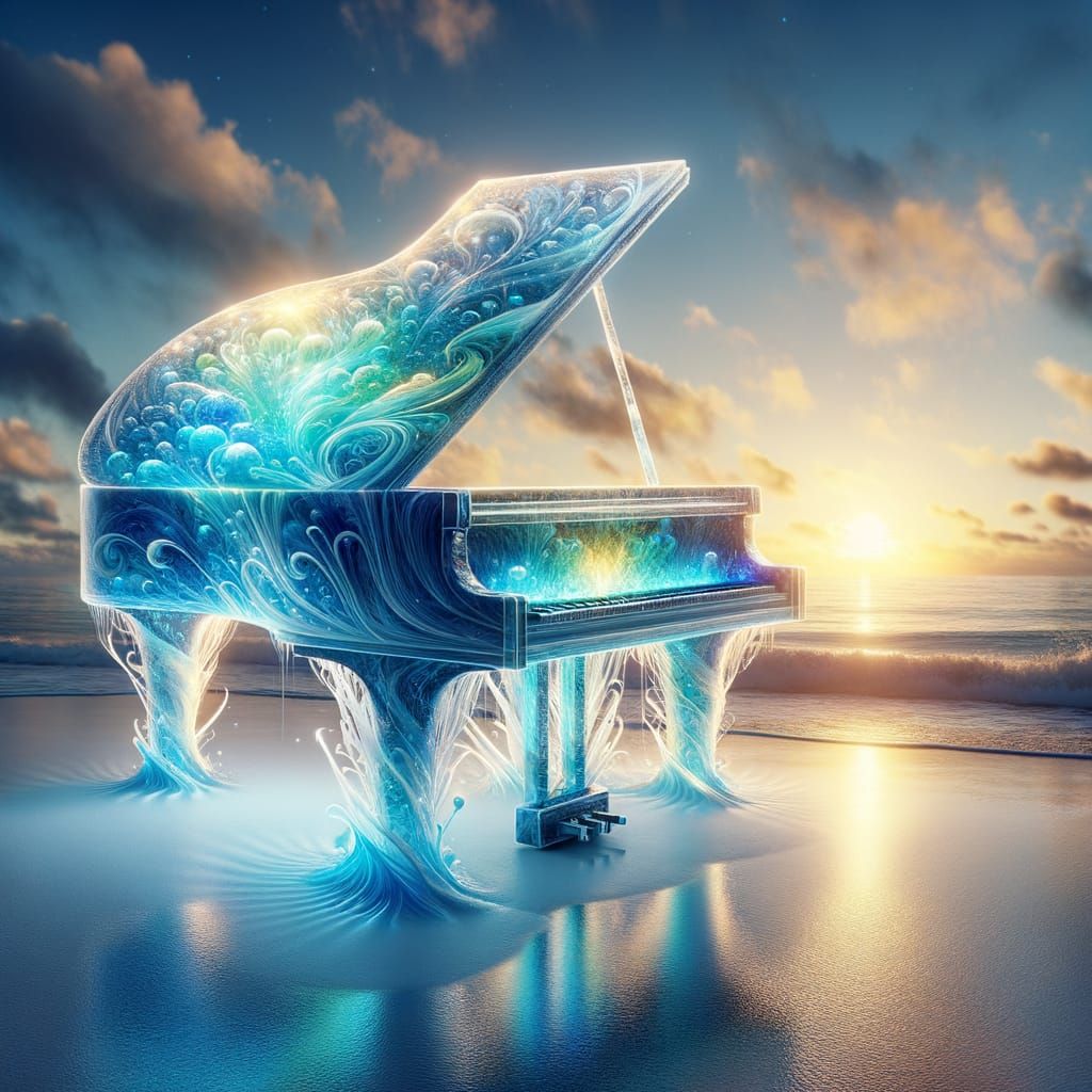 Glass Piano Shapeshifts to Ocean Waves at Dawn