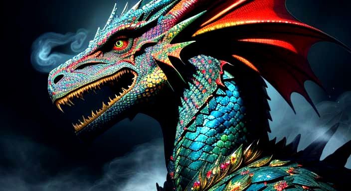 Majestic Dragon with Christmas Sweater Scales in Dark Fantas...