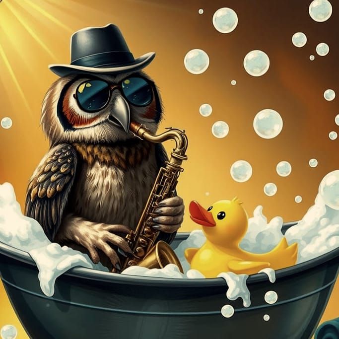 Great Horned Owl Saxophone Serenade