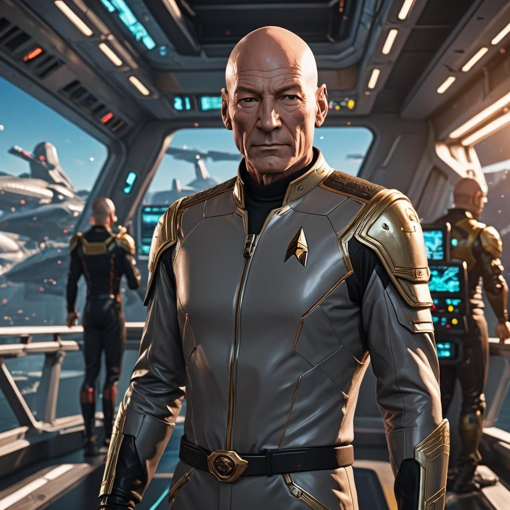 Captain Picard on the Bridge: 3D Anime Art