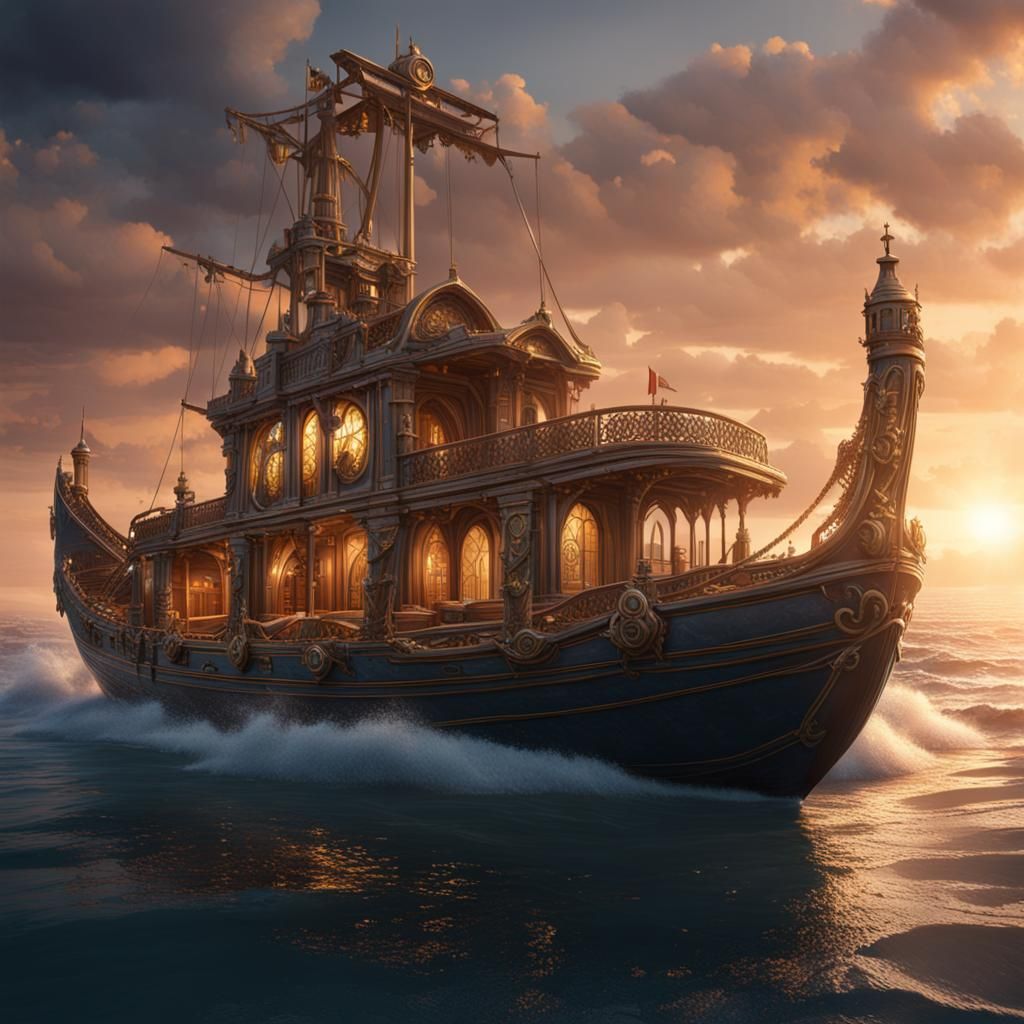 Luxurious Boat in Detailed Matte Painting