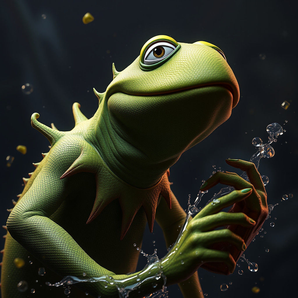 Detailed Matte Painting of Kermit in Fantasy Art Style