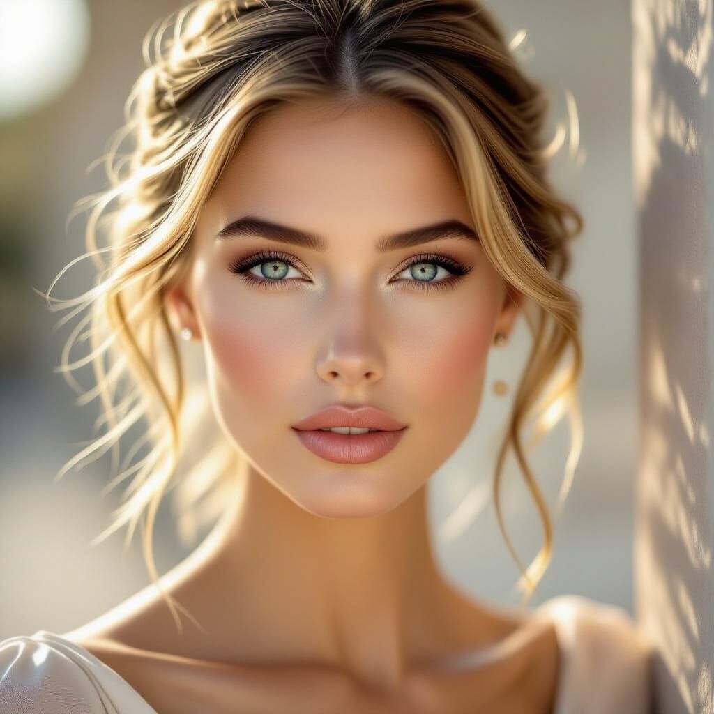 Ethereal Beauty: Elegant Woman in Golden Light