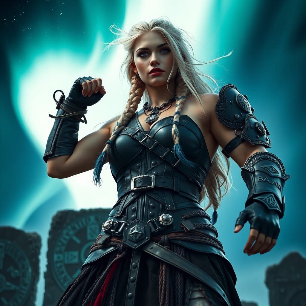 Viking Warrior Goddess with God of War War Paint and Vibrant...