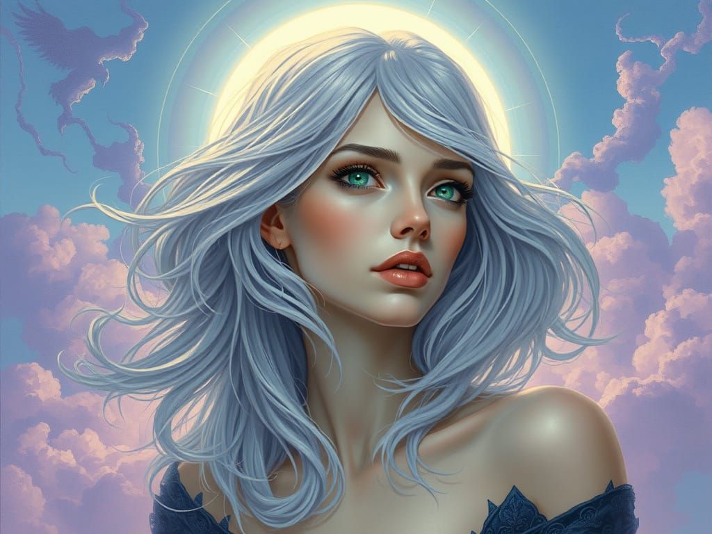 Ethereal Goddess in a Dreamy, Surreal Landscape