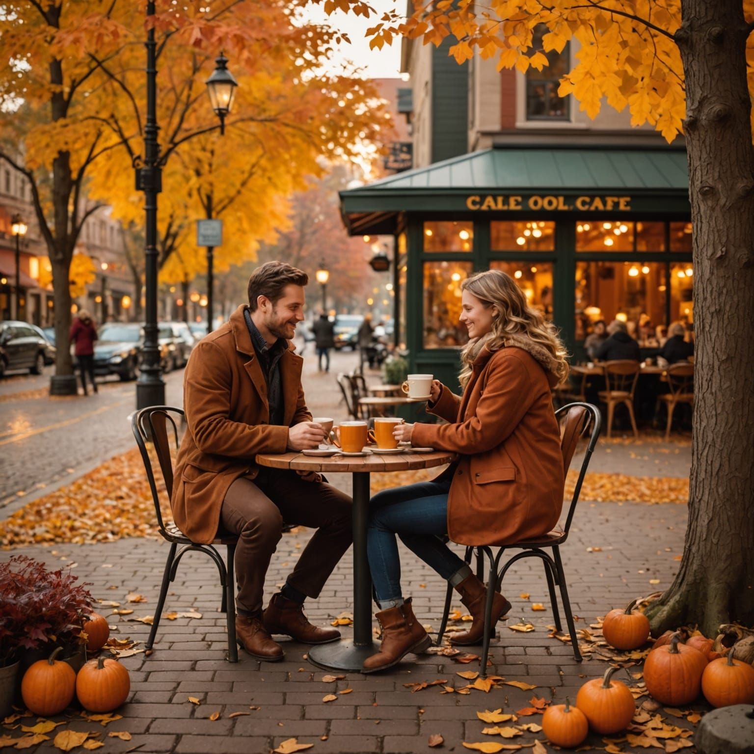Romantic Autumn Date in Cozy Cafe