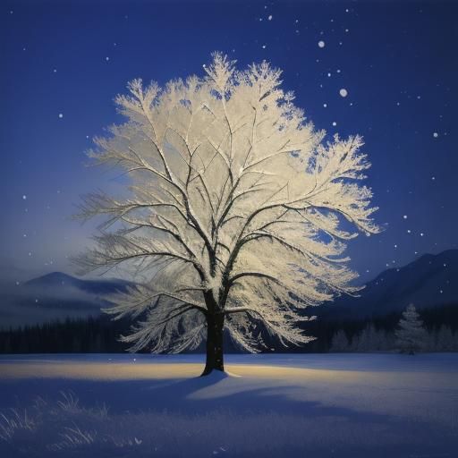 Vibrant Oil Painting of a Surreal Winter Landscape