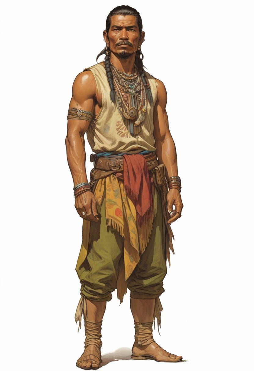 Sci-Fi Apache Mexican Man in Vivid Colors